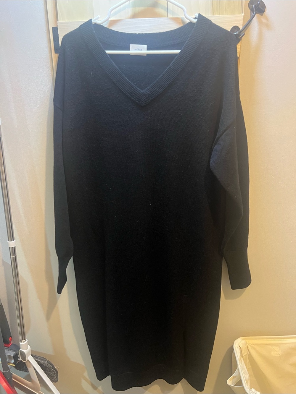 Wilfred Black V-Neck Knit Sweater Dress